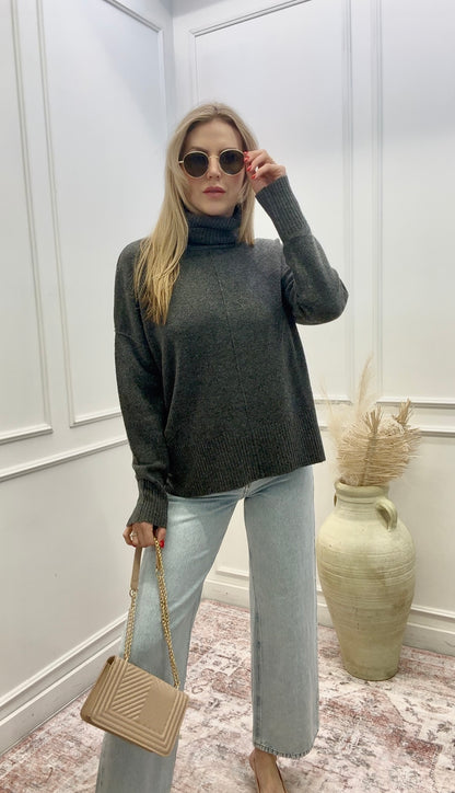 NEW MARGARET TURTLENECK SWEATER (CHARCOAL)