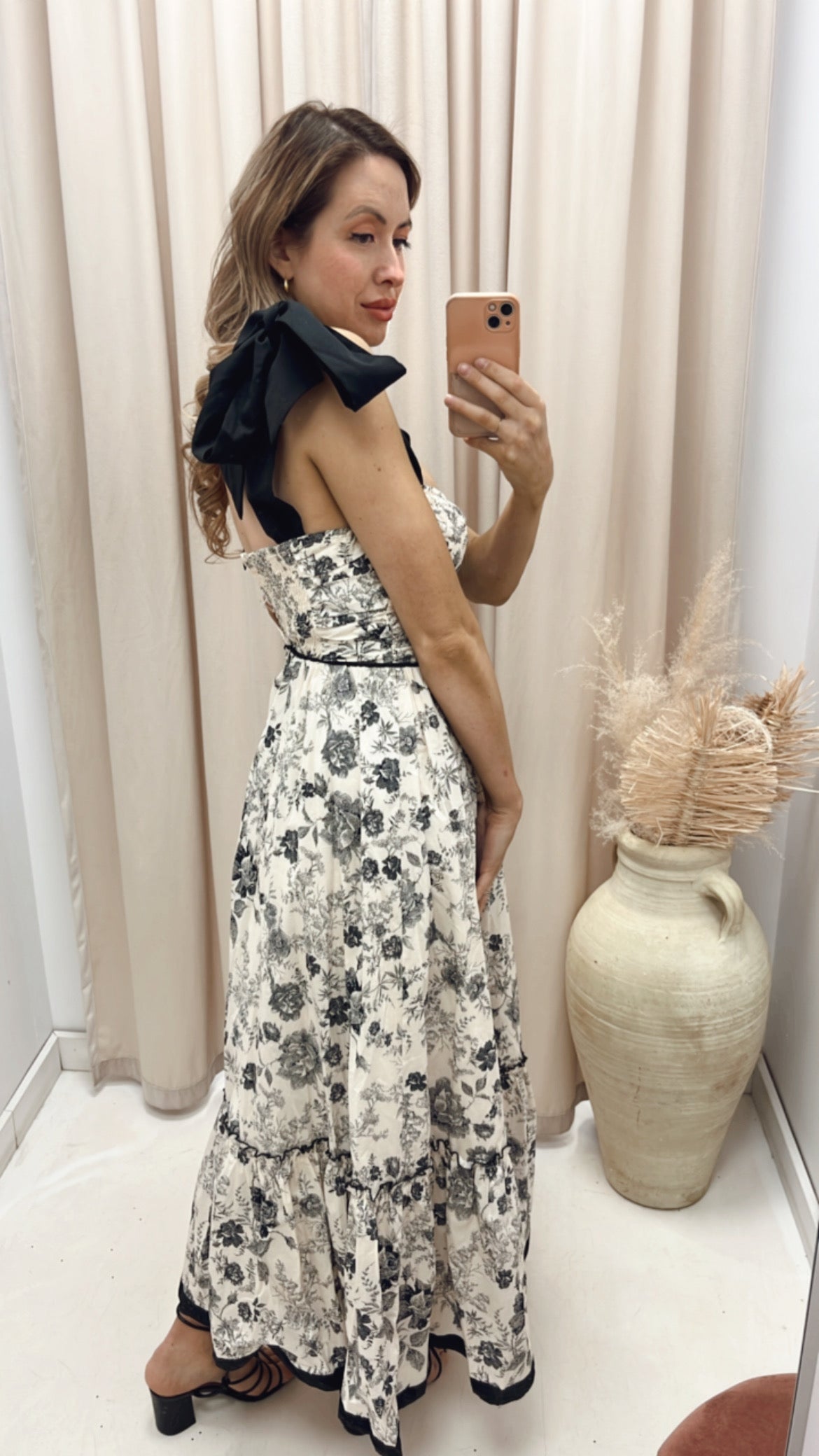 NEW DELLA FLORAL MIDI (BLACK\IVORY)