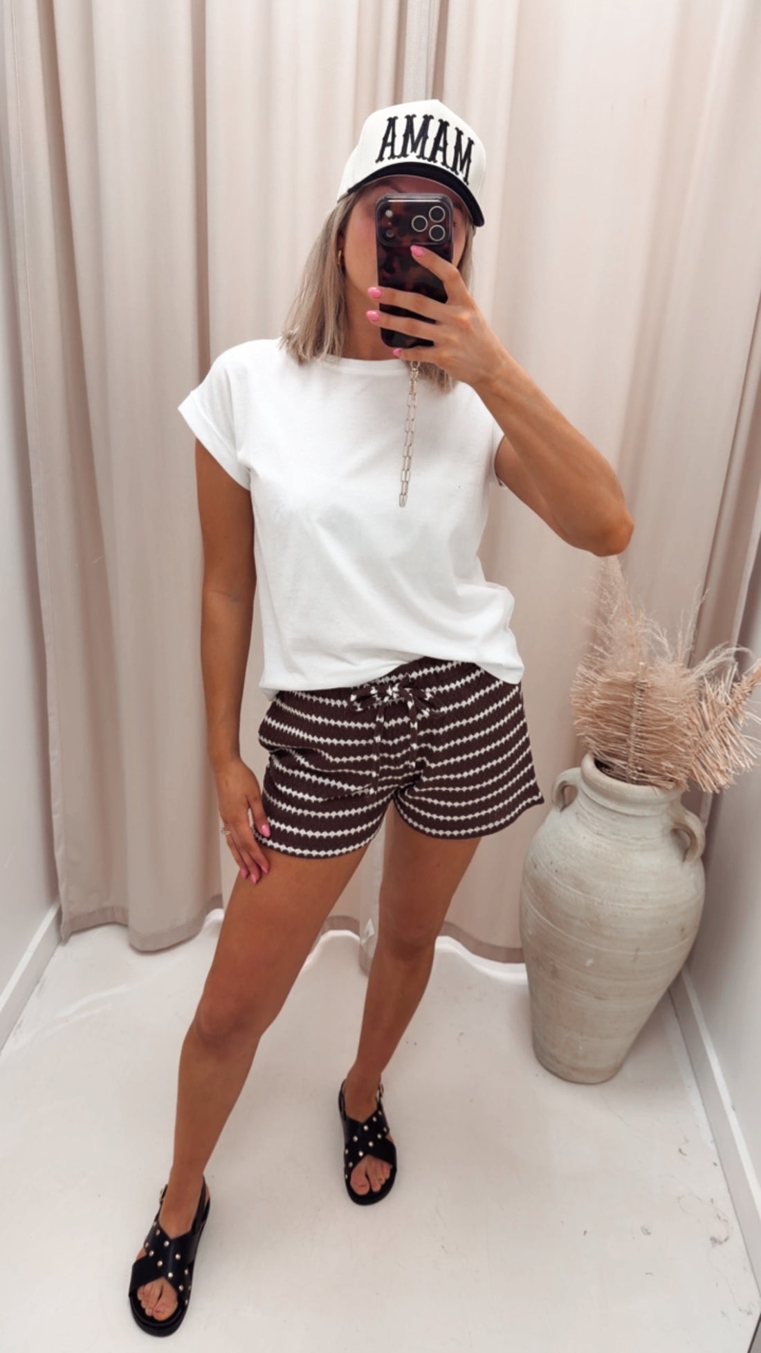 EVA CROCHET STRIPED SHORT | ONLY (BROWN)