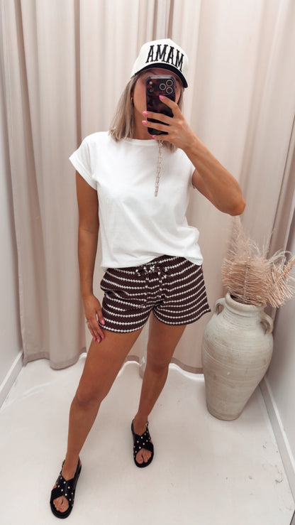 EVA CROCHET STRIPED SHORT | ONLY (BROWN)