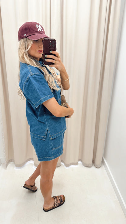 MORGAN TWO PIECE DENIM SHORT SET