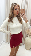 SCARLET BOW MINI SKIRT (BURGUNDY)