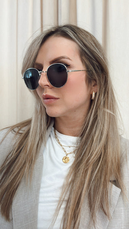 NEW JENNA ROUND SUNGLASSES (SILVER)