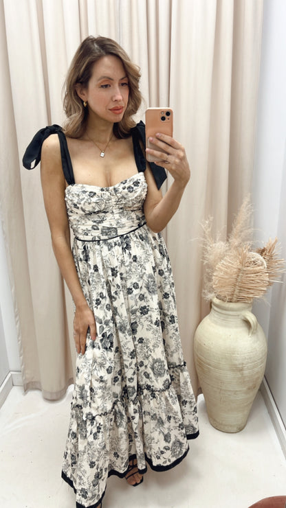 NEW DELLA FLORAL MIDI (BLACK\IVORY)
