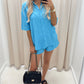 CLAVIYA TWO PIECE SHORT SET (BLUE)