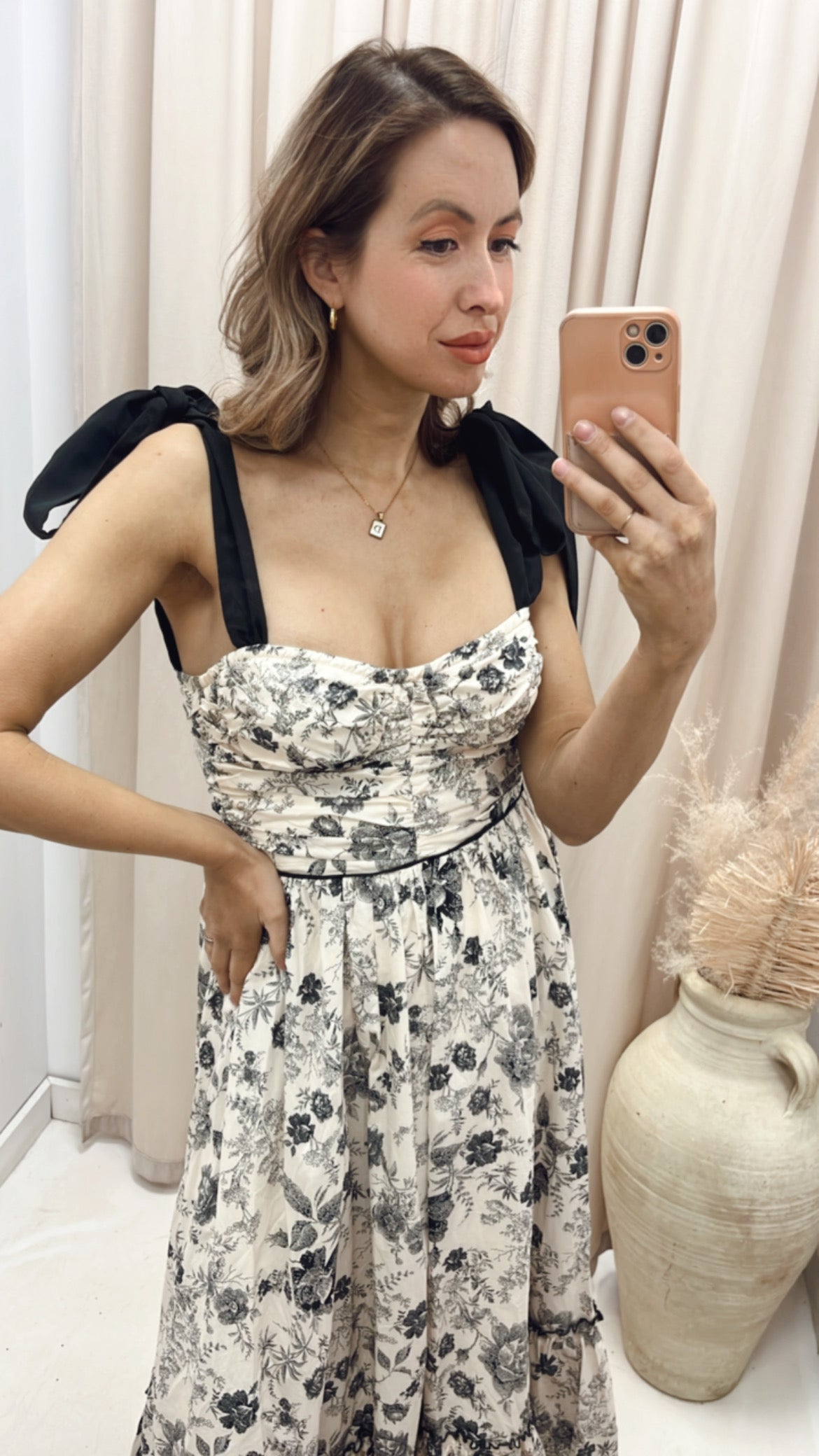 NEW DELLA FLORAL MIDI (BLACK\IVORY)