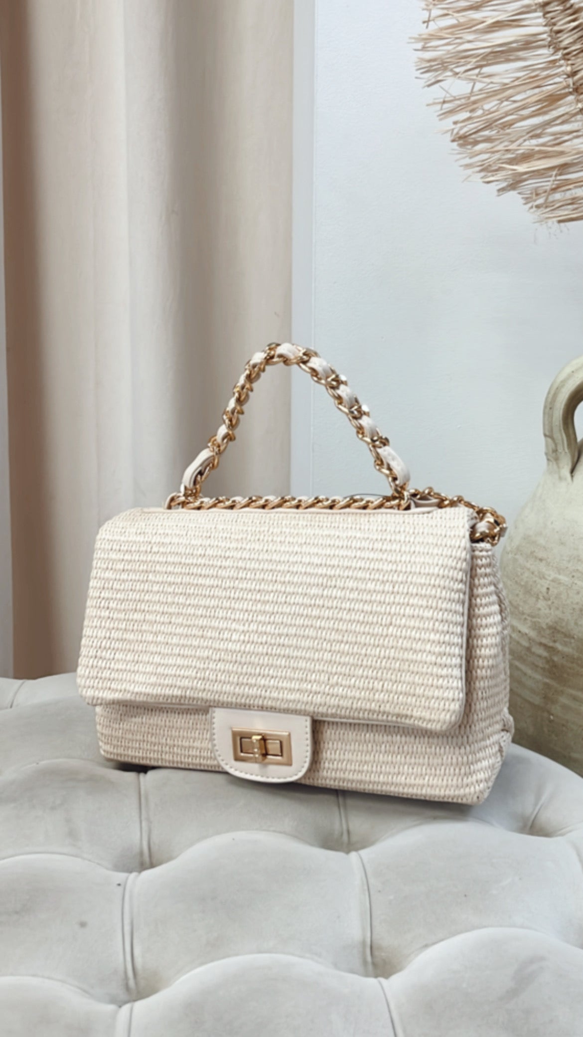 NEW ESTE' WOVEN HAND BAG (BEIGE)