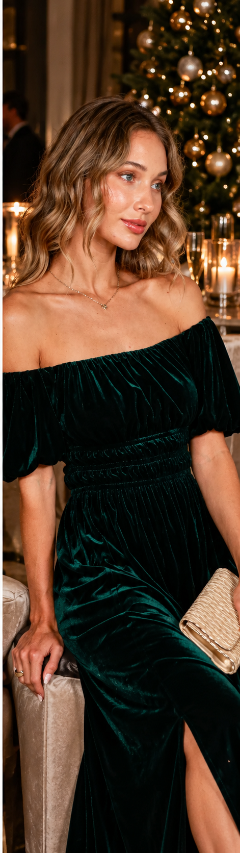 KATALINA VELVET MIDI DRESS (EMERALD GREEN)