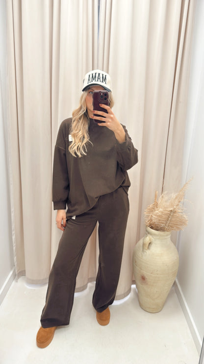 CLASSIC CORDUROY SWEATER AND TROUSER SET (CHOCOLATE)