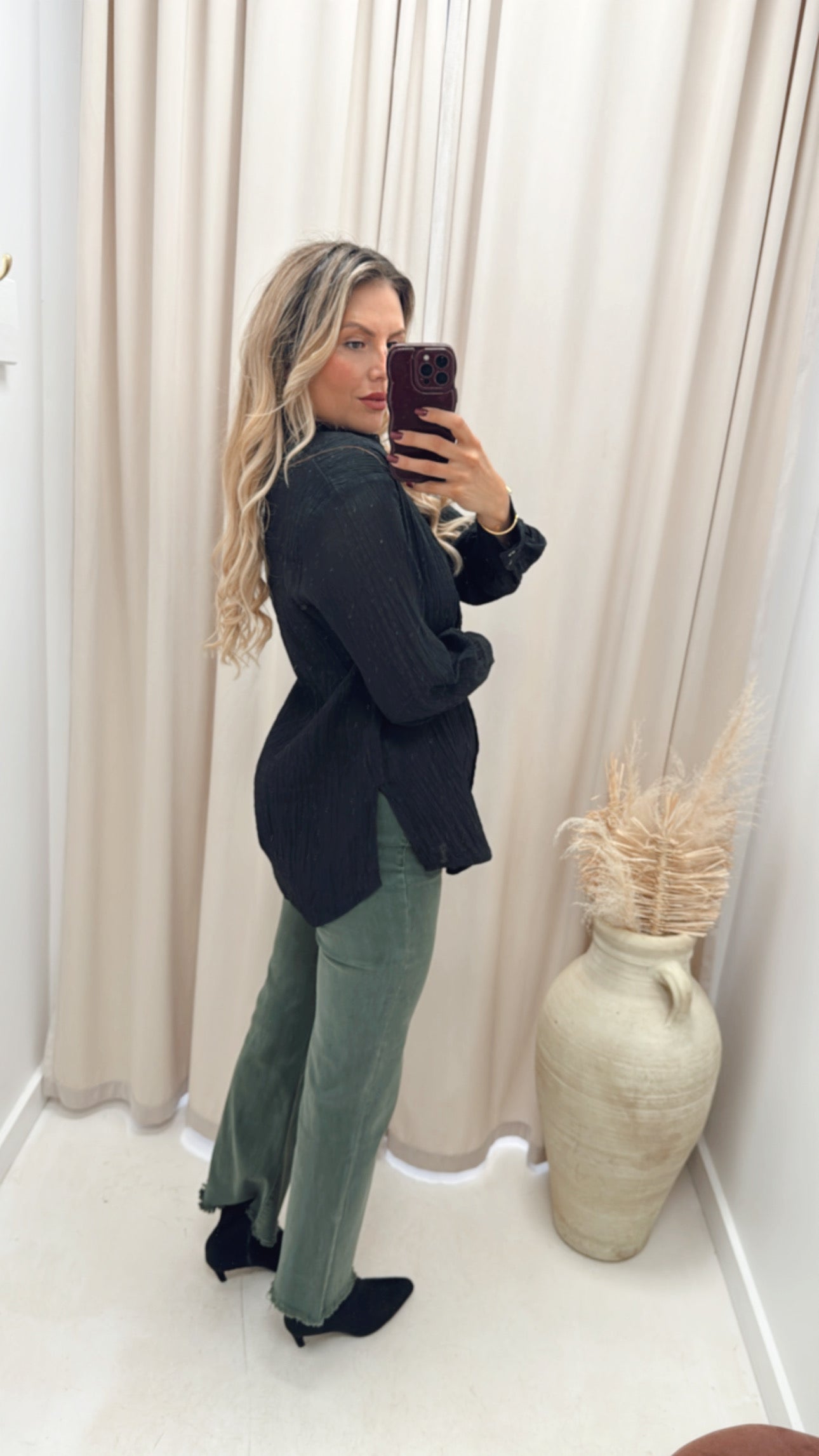 NAOMIE BUTTON UP BLOUSE (BLACK)