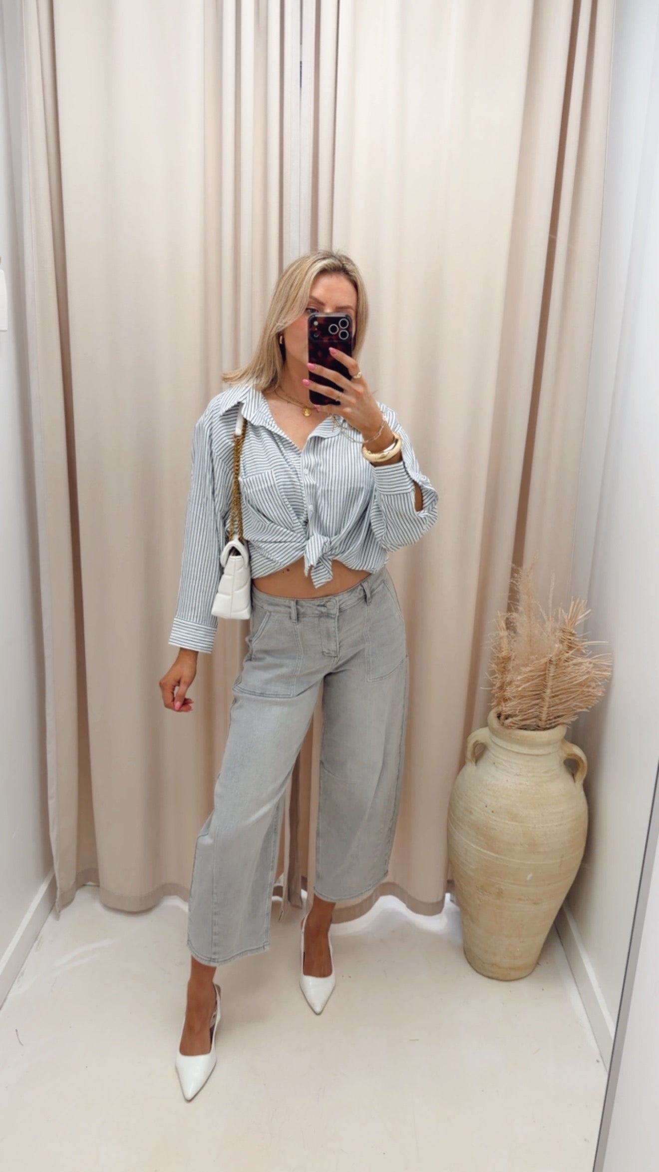 SLOUCHY CROPPED BARREL JEANS (GREY)