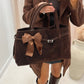 CHOCOLATE SUEDE TOTE BAG