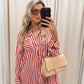 POPPY STRIPED SHIRT DRESS (RED)