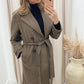 ANGELINA  DOUBLE BREASTED TIE WRAP  COAT (BROWN)