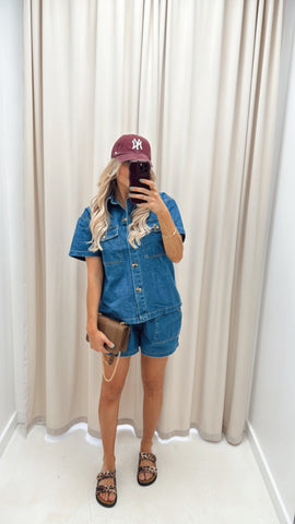 MORGAN TWO PIECE DENIM SHORT SET