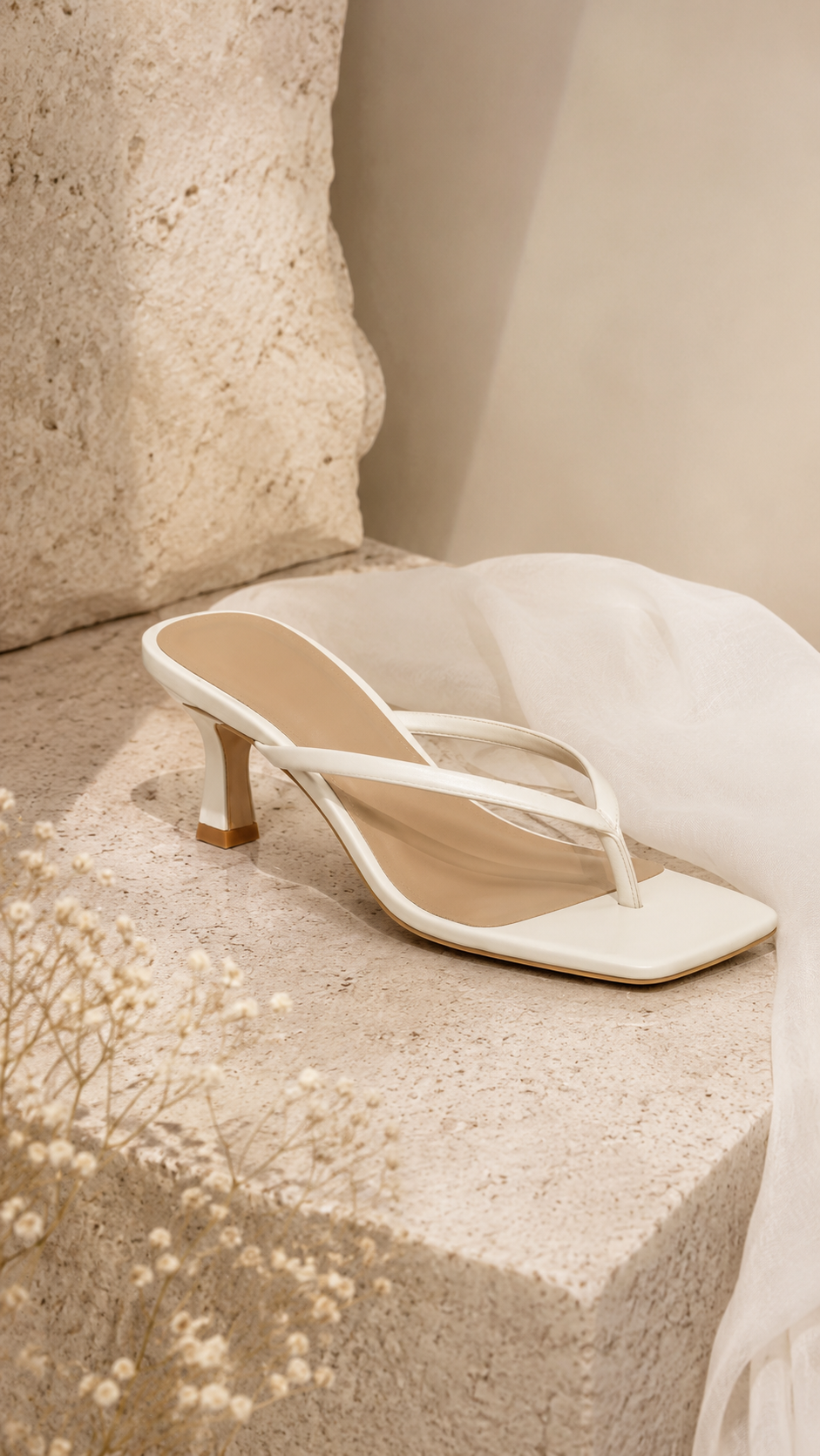 THONG HEEL SANDALS (WHITE)