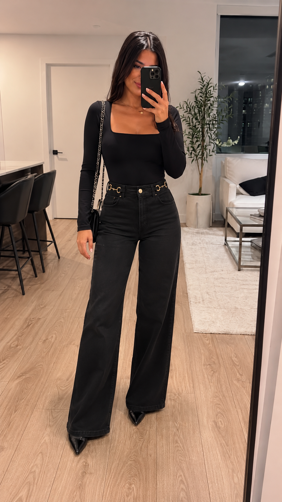 ONLMADISON HW WIDE BUCKLE JEANS | BLACK (ONLY)