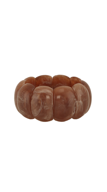 CHUNKY RESIN GEOMETRIC ELASTIC BRACELET (BROWN)