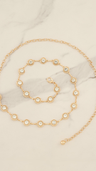 CIRCULAR RHINESTONE METAL LINK CHAIN BELT (GOLD)