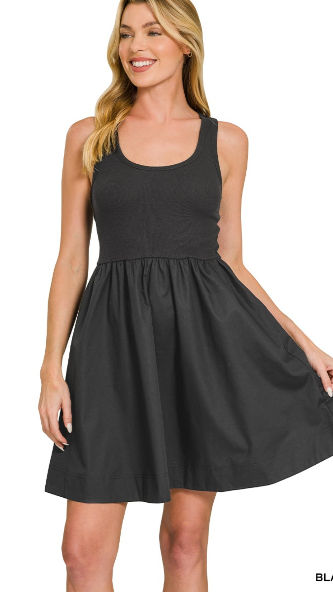 COMBINED KNIT &amp; WOVEN DRESS WITH POCKET