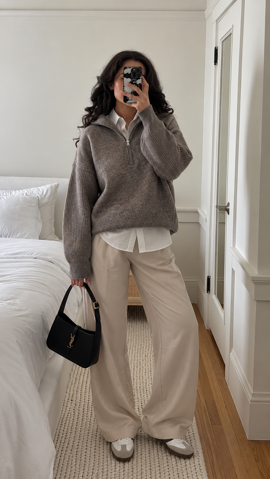 CLARA HALF ZIP UP SWEATER (BROWN) | ONLY