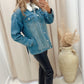 DELTA BELTED DENIM COAT (MEDIUM BLUE)