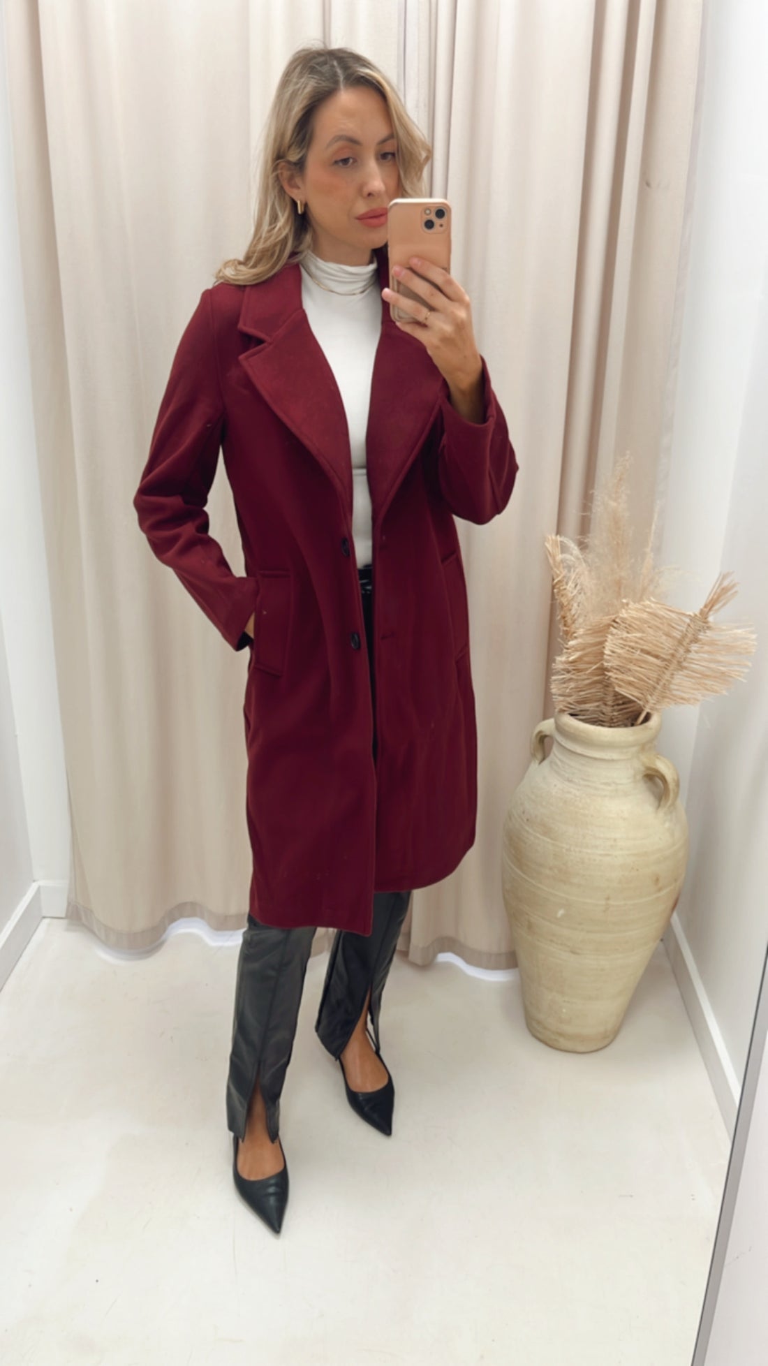 LONGLINE DRESS COAT (DEEP BURGUNDY)