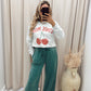 JENINE WIDE LEG FLEECE PANT (GREEN)