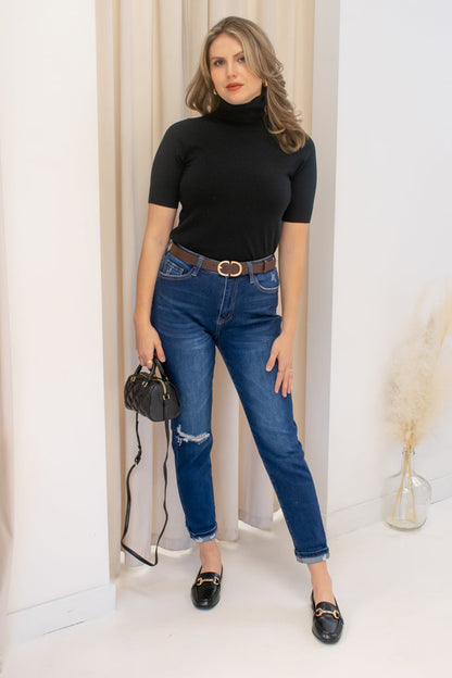 NEW TASH SHORT SLEEVE TURTLE NECK (BLACK)