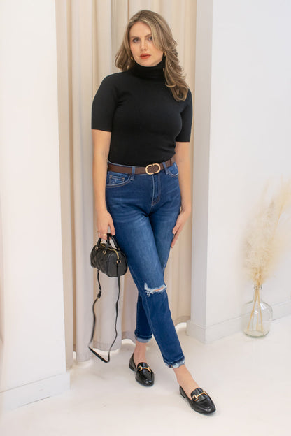 NEW TASH SHORT SLEEVE TURTLE NECK (BLACK)