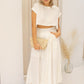NEW MARY TWO PIECE CROP TOP AND SKIRT SET (IVORY)