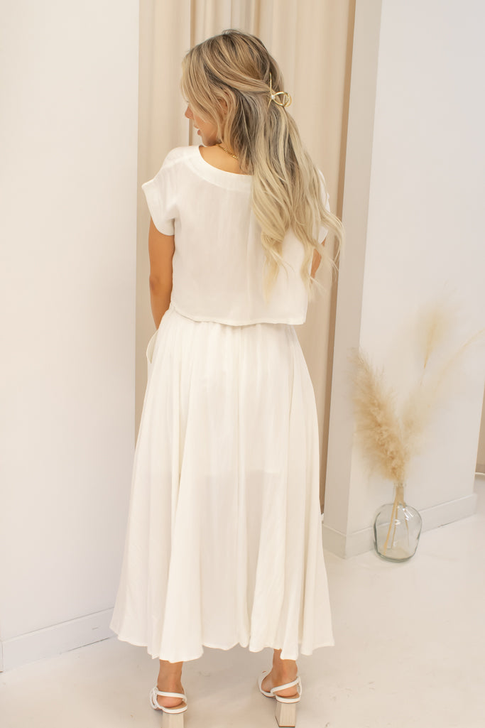 NEW MARY TWO PIECE CROP TOP AND SKIRT SET (BEIGE) | BEST SELLER
