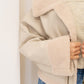 NYA FAUX LEATHER SHERPA JACKET  (SAND)