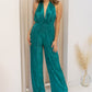 NEW ABIGAIL METALLIC HALTER JUMPSUIT (JADE)