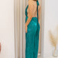 NEW ABIGAIL METALLIC HALTER JUMPSUIT (JADE)