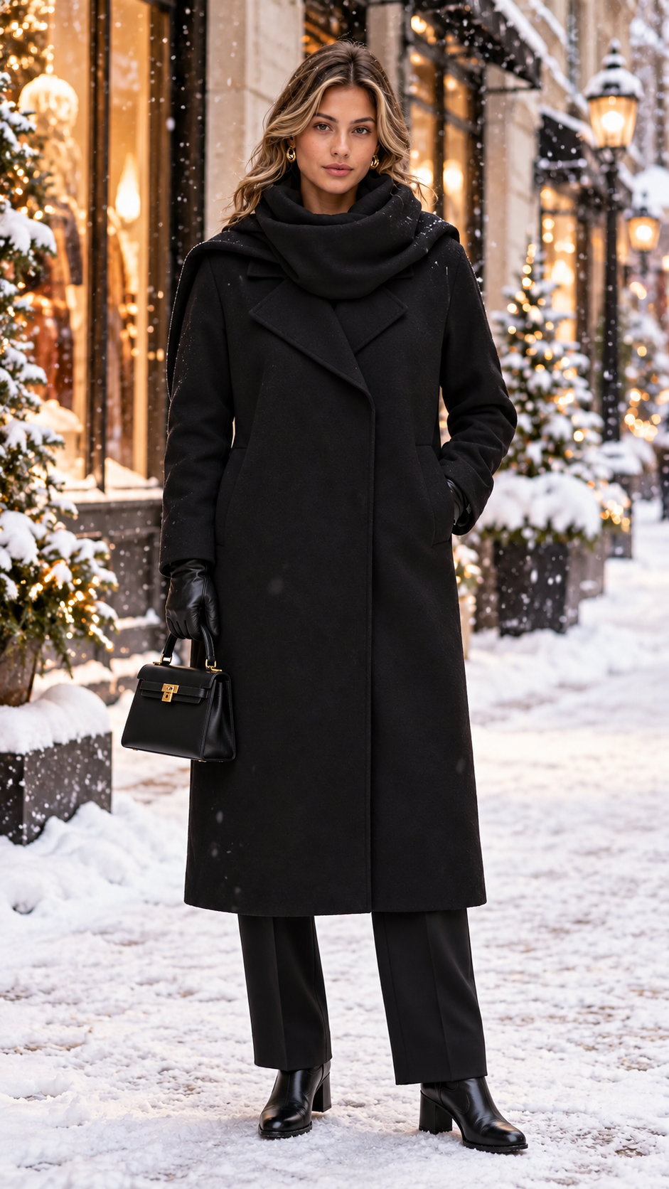 ELBA LIFE SCARF COAT (BLACK) | ONLY