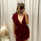 NEW VALORIE VENETIAN MINI DRESS (BURGUNDY)
