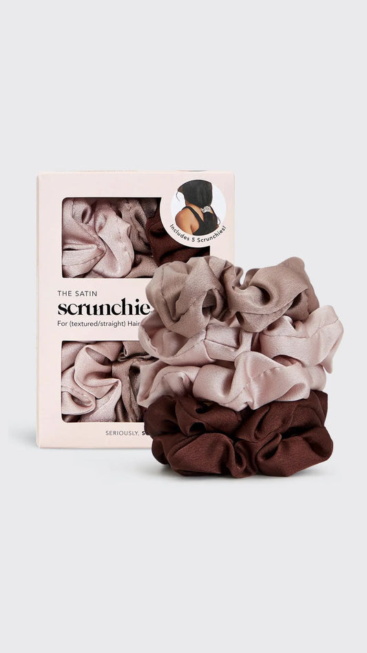 SATIN SLEEP SCRUNCHIES 5 PC CAMEO | KITSCH