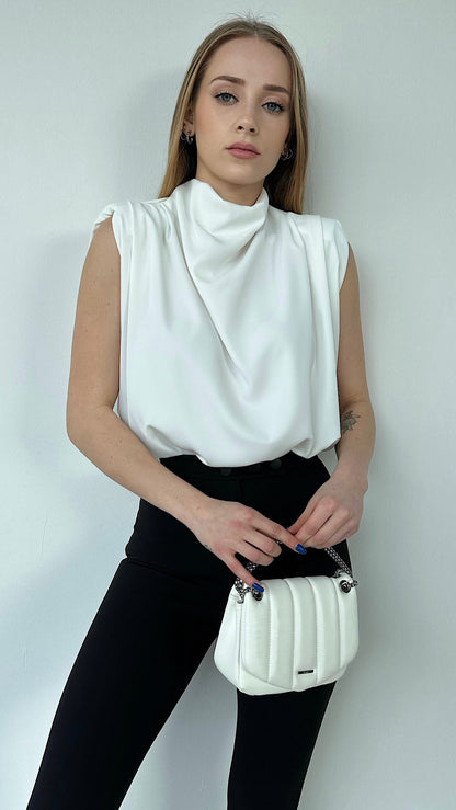 WELLINGTON SATIN BLOUSE (IVORY)