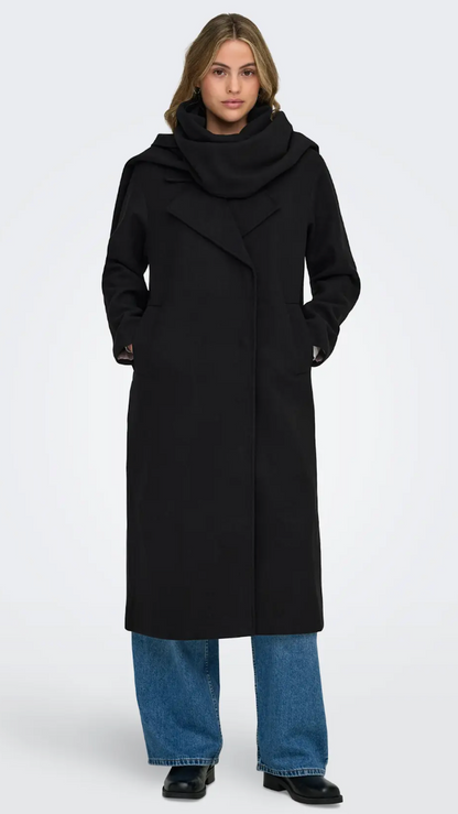 ELBA LIFE SCARF COAT (BLACK) | ONLY