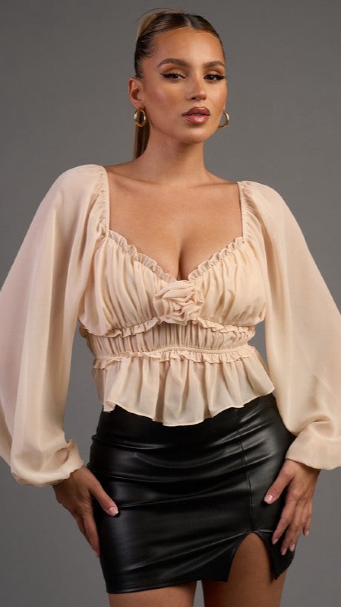 ALIE PEPLUM TOP (CREAM)
