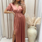 NEW ANGELICA SATIN TIE WRAP MAXI (ROSE)