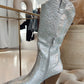 NEW ICON RHINESTONE COWBOY BOOT  (SILVER)