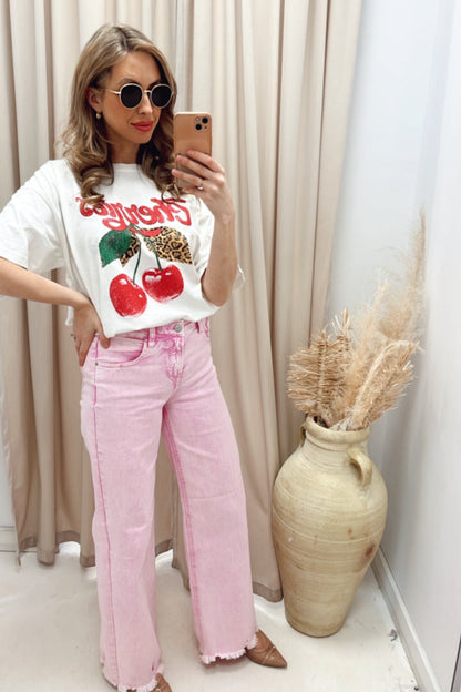 NEW CHERRY GRAPHIC T-SHIRT (WHITE/RED)