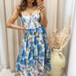 DAPHNE BUSTIER ORGANZA MIDI DRESS (FLORAL) (HOT RESTOCK)