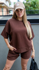 TALIN TWO PIECE SHORT SET (BROWN) | BEST SELLER