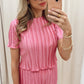 VIVIAN PINK PLISSE SATIN PANT SET
