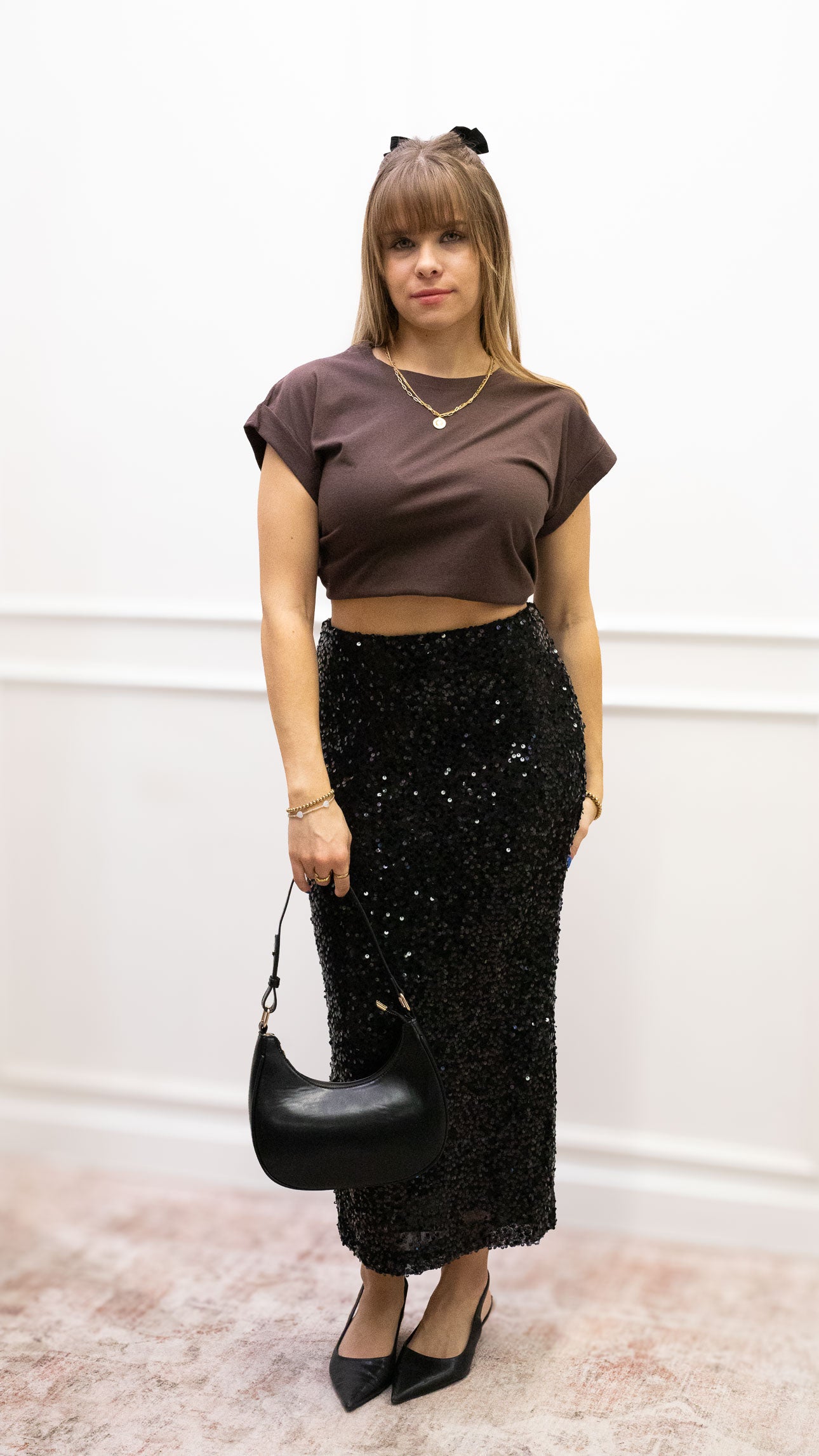 MAXINE SEQUIN MAXI SKIRT | BLACK
