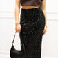 MAXINE SEQUIN MAXI SKIRT | BLACK