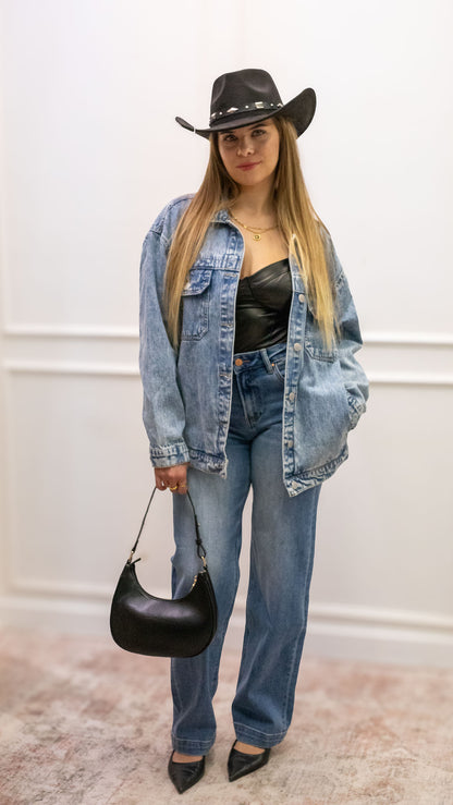AMANDA OVERSIZED DENIM SHACKET- LIGHT (RISEN)